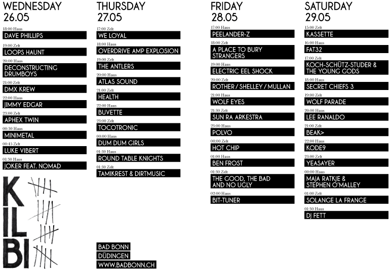 Timetable Kilbi 2010
